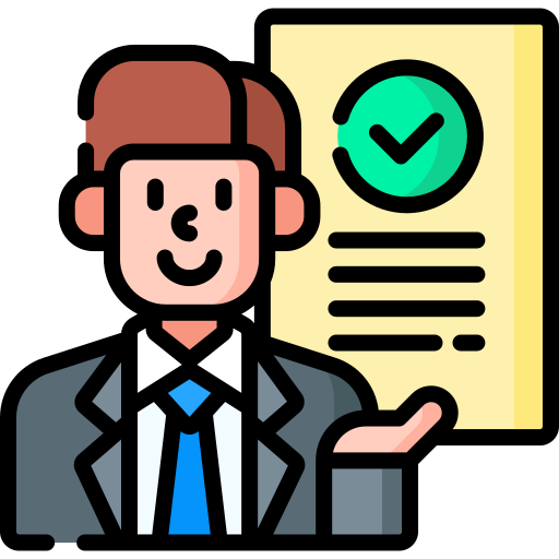 Illustration of a consultant presenting a verified plan